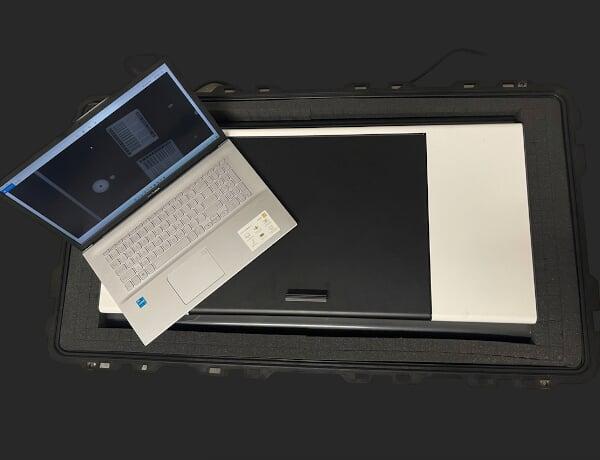 VMI 4100 digitizer and laptop packed in its case