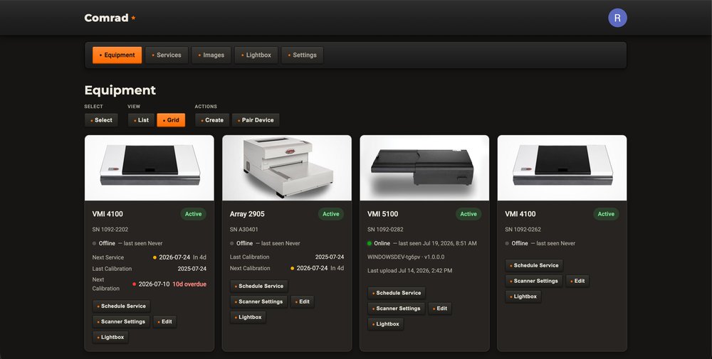 Level 3 equipment dashboard showing paired CR scanners and their status